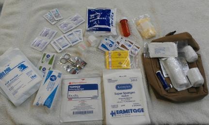 Military medical supplies and first aid kits